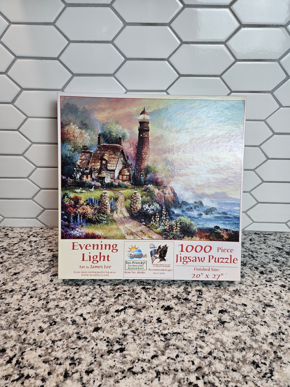 Evening Light Lighthouse Jigsaw Puzzle - Sunset Cottage Scene (1000 Piece)